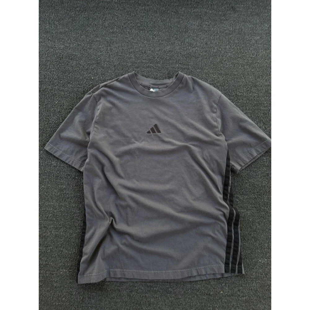 Adidas Men’s XL Gray 3-Stripe Short Sleeve T-Shirt Tee Athletic Casual